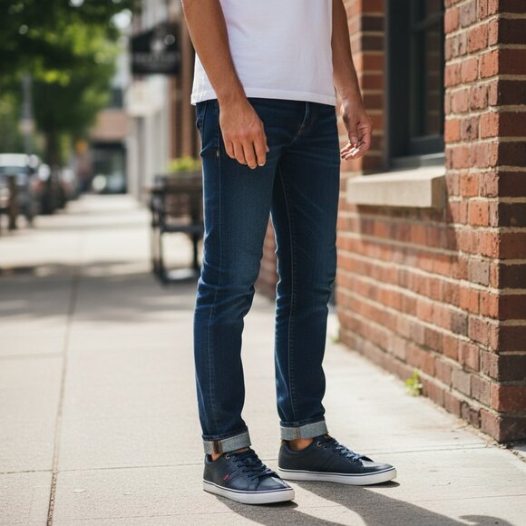 Levi’s Turner Men’s Sneakers Navy Blue Brown Lace-Up Athletic Shoes Size 12 - Picture 3 of 10